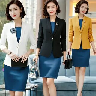 Yellow White business office Styles Blazers Suits With Blous