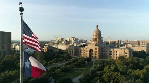 Aerial Texas Flag American Flag Austin Stock Footage Video (