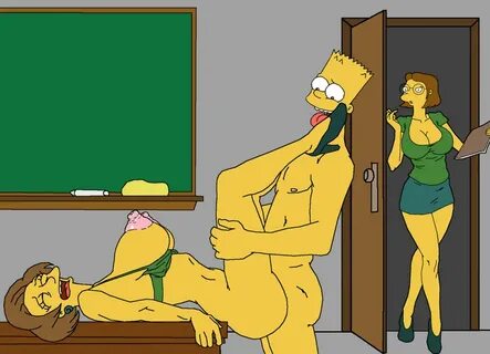 Xbooru - 1boy 2girls bart simpson big breasts brown hair clo