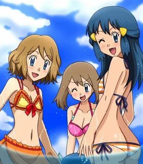 Xbooru - 3 girls alluring ass beach big breasts bikini blush