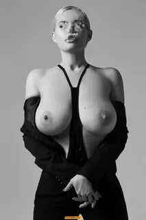 Gia Genevieve big nude breasts black-&-white image
