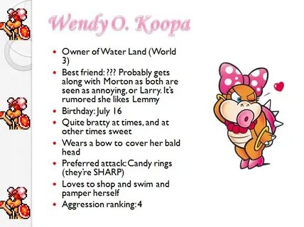 Profiles: Wendy O Koopa Super mario world, Super mario bros,