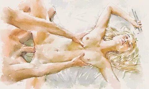 Original Mature Fairy Erotic Watercolor Painting acsfloralan