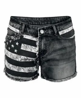 Junior's Hot Pants American Flag Denim Shorts - CL12G9J3GUN 