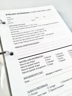 Client Record Cards - Eyelash Extension Eyelash extensions, 