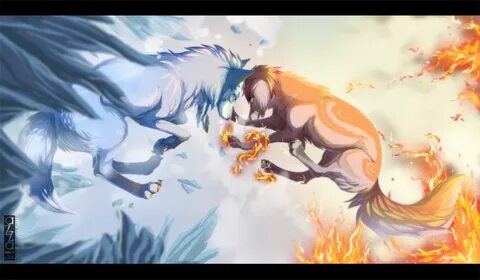 com_ice and fire by azzai on deviantART Anime wolf drawing, 
