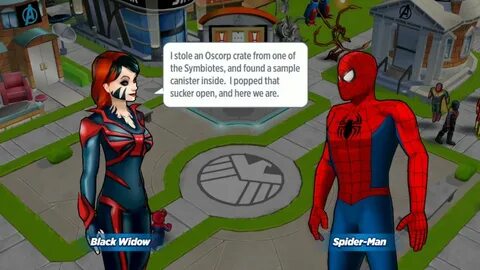 Symbiote black widow marvel avengers academy, spiderman even