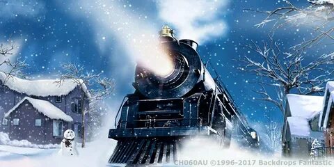 Video Studio New Polar Express Backdrop Steam Train Winter S
