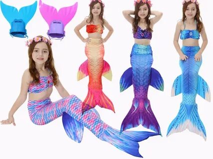 4 Stks/set Swimmable Kinderen Diamonds Mermaid Staart Met Mo