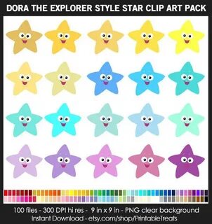 Dora the Explorer Style Star Clipart 100 Fun Colors Etsy