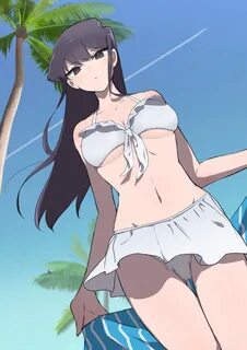 Xbooru - 1girl bikini black hair blush breasts komi-san wa k