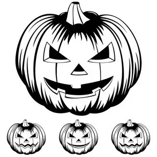 Vector Colored And Black And White Illustration Jack-o-lante