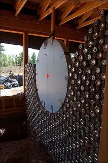 Bath/bedroom bottle wall Bottle wall, Earthship design, Bott