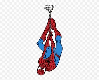 Spiderman Clip Art - Spiderman Hanging From Web - Free Trans