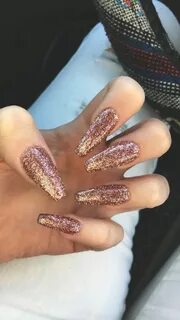 Rose gold coffin nails Rose gold nails acrylic, Gold acrylic