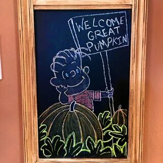Charlie Brown and The Great Pumpkin chalkboard art starring 