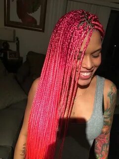 Fun Hairstyles With Box Braids You Can Try Pink box braids, 