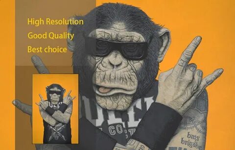 Хип-хоп рок-обезьяна холст художественные принты тату Горилл