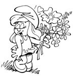 The Smurfs - Smurfette has received a bouquet of flowers