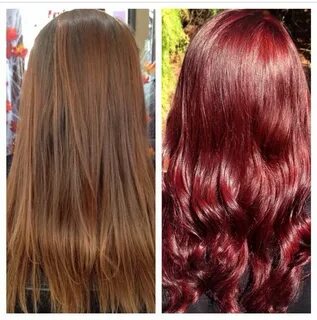 Before & After New color is Redkin 4R Lava Redken hair color