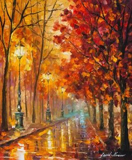 SWEET RED FALL - PALETTE KNIFE Oil Painting On Canvas By Leo
