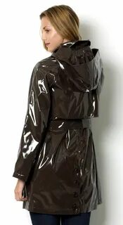 dark brown pvc shiny raincoat lackmantel regenmantel Rainwea