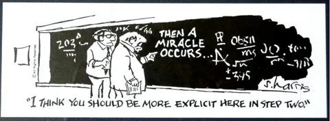 Image result for sidney harris cartoon miracle occurs Data s