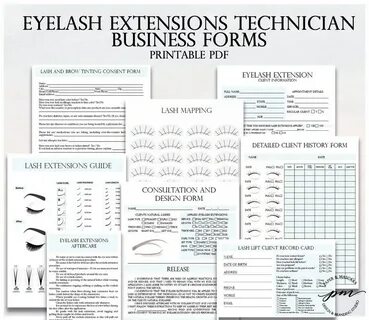 Blue Eyelash Extensions Technician Forms Printable Client Et