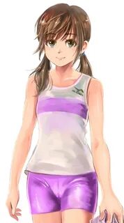 artist request, highres, 1girl, bike shorts, brown hair, cam