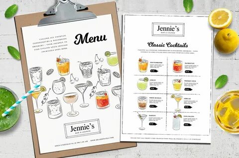 Contemporary Cocktail Menu Template in PSD, Ai & Vector - Br