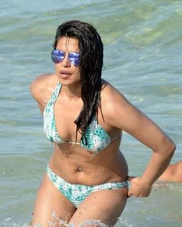 Priyanka Chopra in Bikini, Swimming in the Ocean at Beach in