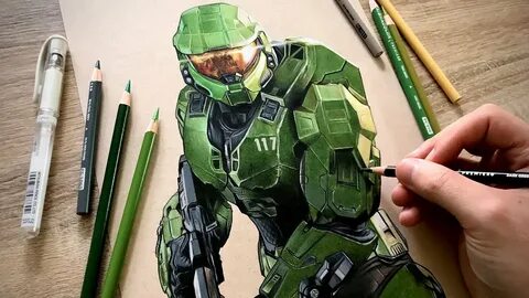 Drawing Master Chief, Halo Infinite on Xbox Series X - Time 