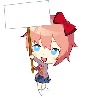 Your Chibi Sayori holding a sign board template : DDLC Chibi