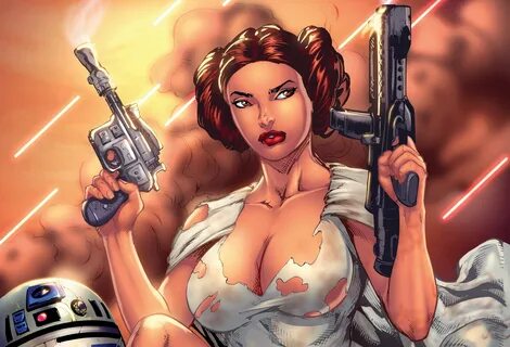 big boobs, cartoon, science fiction, R2 D2, boobs, blaster, comics, Princes...