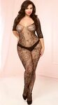 Full Figure Plus Size Sexy Swirl Floral Lace Open Crotch Bod