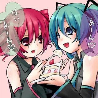 Safebooru - 2girls cake detached sleeves drill hair feeding 