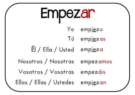 Empezar ( e ie ) Enseigner l'espagnol, Espagnol apprendre, G