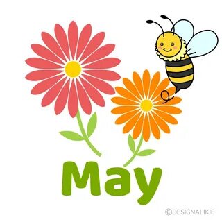Flowers and Bee May Clip Art Free PNG Image ｜ Illustoon