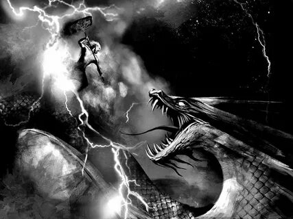 Thor Vs Jormungandr Norse tattoo, World serpent, Mythology t