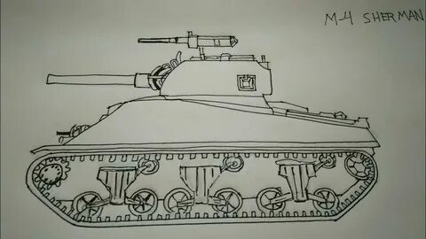 How to draw a tank, the M-4 Sherman Tank - YouTube