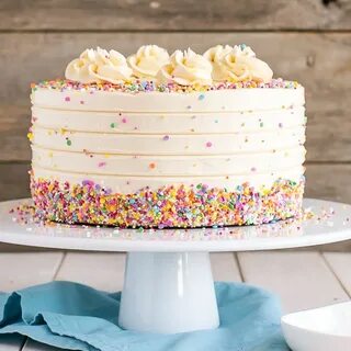 This Classic Vanilla Cake pairs fluffy vanilla cake layers w