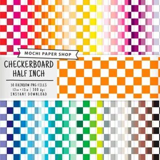 Rainbow Checkerboard Digital Paper Download Checked Etsy