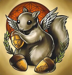 New School Squirrel Tattoo Design