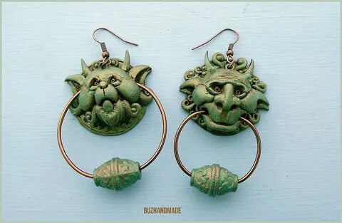 Knocker Earrings Labyrinth polymer clay in 2019 Labyrinth mo