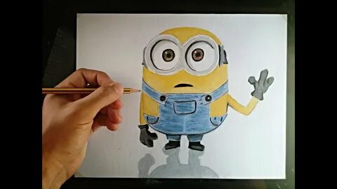 Cómo dibujar un Minion con lápices de colores How to draw a 