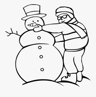 Snowman Clipart Black And White - Drawing Of Making Snowman 