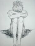 Drawn sadness pencil sketch - Pencil and in color drawn sadn