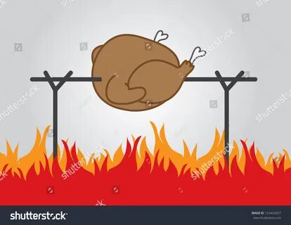 Chicken Over Fire On Spit Stock Vector (Royalty Free) 123424