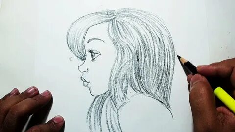 How to Draw A Girl Face Side View Easy Pencil Drawing - YouT