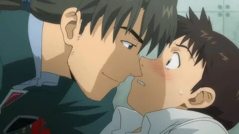 Evangelion Rebuild: Kaji kisses Shinji - YouTube